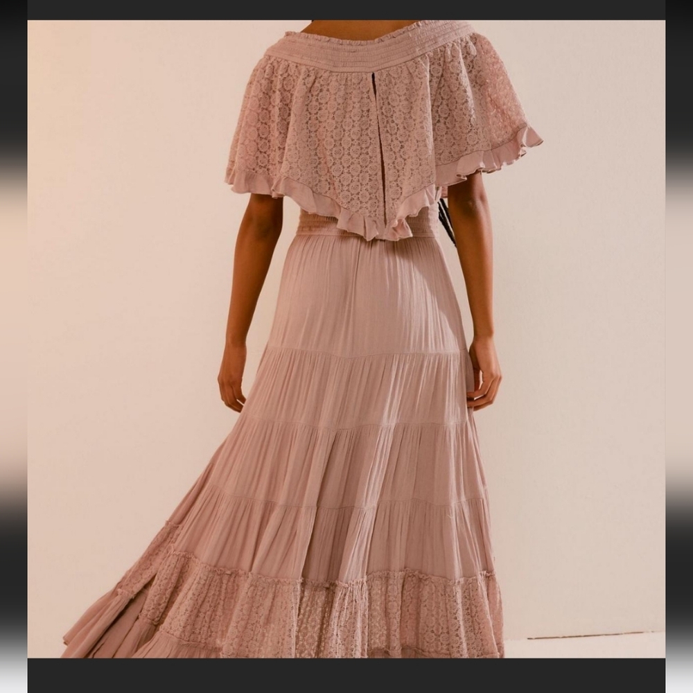 NWOT Free People Endless Summer Gauzy Ruffle Maxi Dress Rose Large - Picture 2 of 6